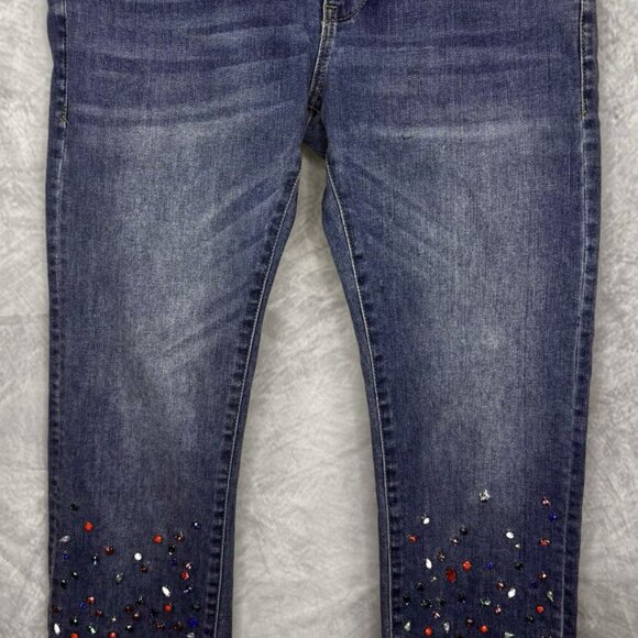 Pilcro and the Letterpress Slim Straight Jeans Anthro Mid-Rise Jewels Sz 28 - Picture 2 of 9